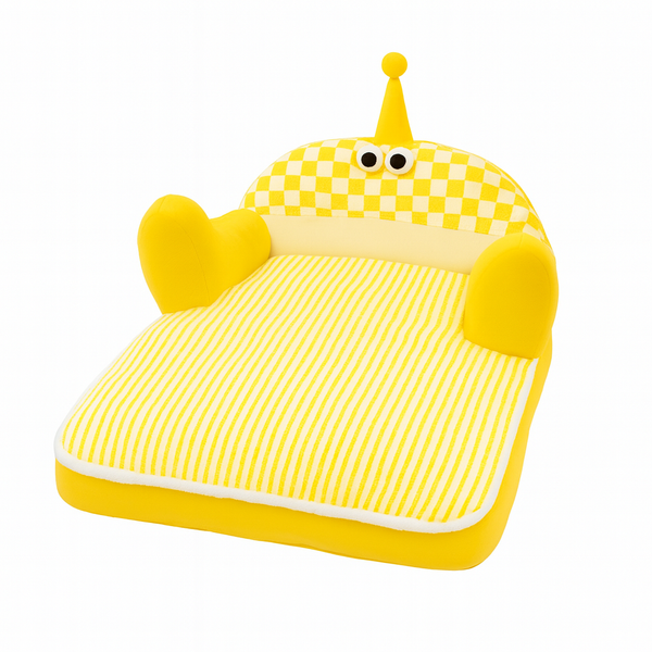 All-Season Dog Sofa Bed – Plaid Design Pet Bed for Autumn & Winter -Yello
