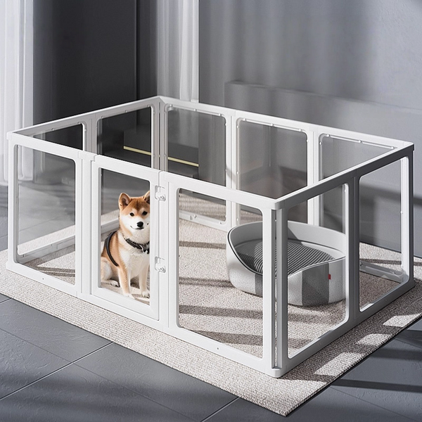 Indoor Clear Acrylic Pet Barrier Fence, Escape Proof Dog Playpen Crate for Home Use