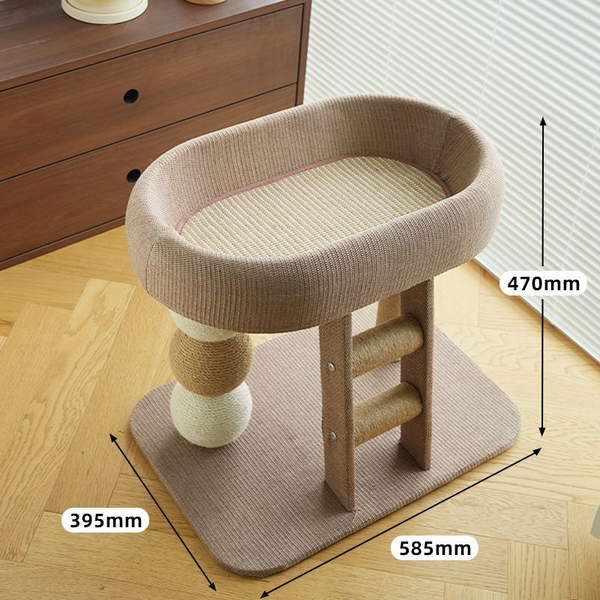 Space Saving Cat Tree for Small Apartment with Condo, Sisal Scratching Post, Climbing Tower, Jumping Platform & Interactive Ball Toy All-in-one