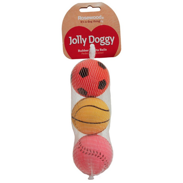 3pk Rubber Balls, ROSEWOOD