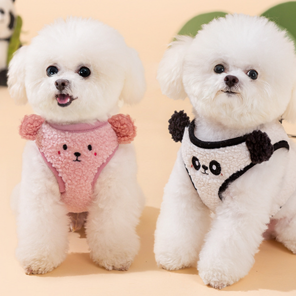 Cartoon Fleece Pet Harness and Leash Set – For Small & Medium Dogs, Teddy & Cats