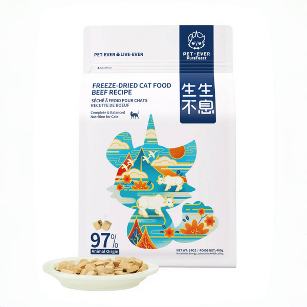 Pet-Ever Freeze Dried Cat Food 400g, Beef Recipe