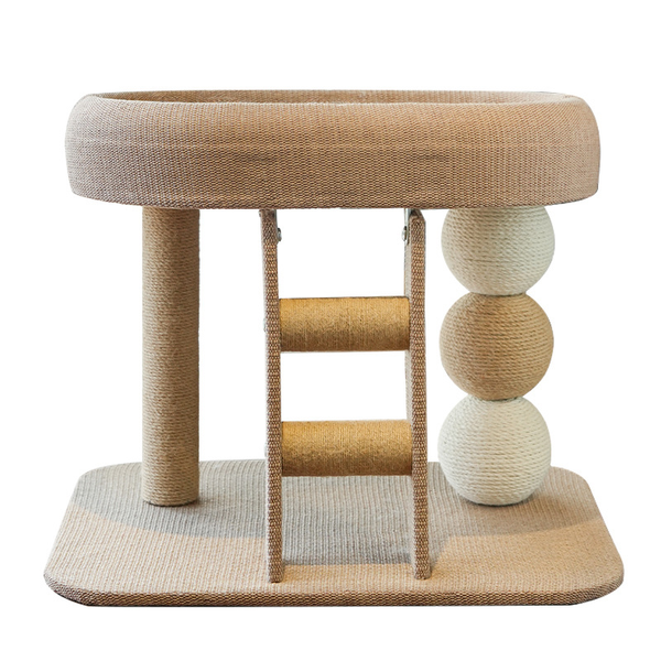 Space Saving Cat Tree for Small Apartment with Condo, Sisal Scratching Post, Climbing Tower, Jumping Platform & Interactive Ball Toy All-in-one