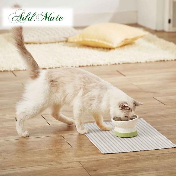 Petio Add Mate Raised Ceramic Cat Inclined Feeding Bowl - green