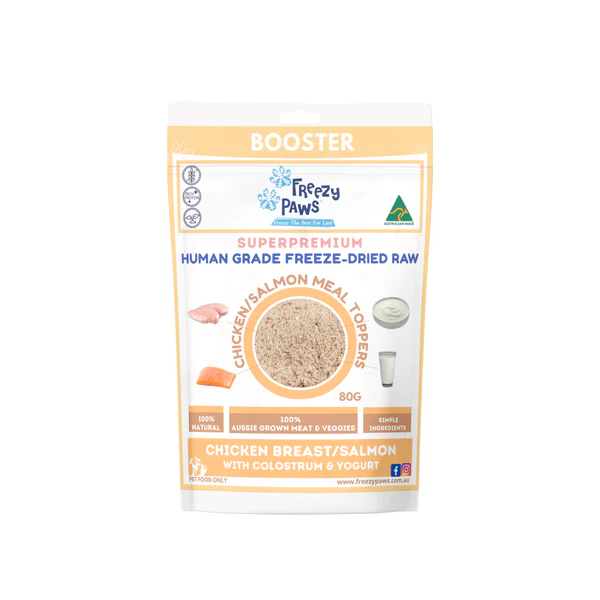Freezy Paws Topper Mix – Superpremium Human Grade Freeze-Dried Chicken Breast and Salmon Raw Topper Mix 80g