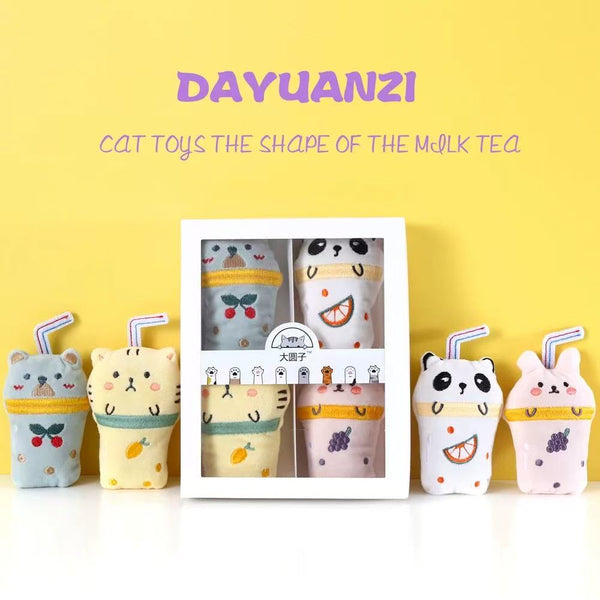 Cat grass milktea set toy-4 pakage