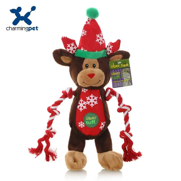 Christmas Reindeer Rope Squeaky Toy