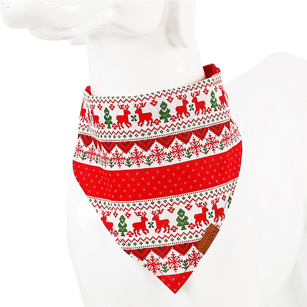 Reindeer Print Pet Bandana – Christmas Pet Scarf