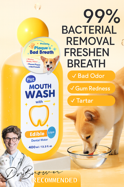 Pet Mouthwash – Edible Dental Water with Probiotics for Dogs & Cats, Fresh Breath & Oral Care