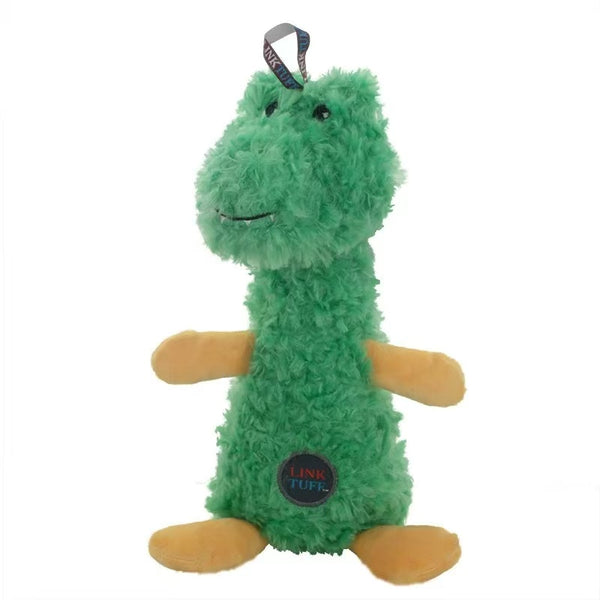 Green Dino Plush Dog Toy – Squeaky & Chew-Resistant