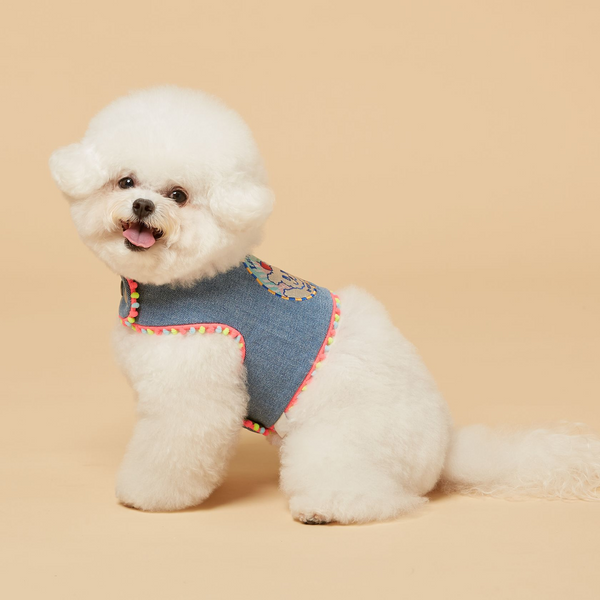 Denim Vest chest harness-light blue S/M/L/XL