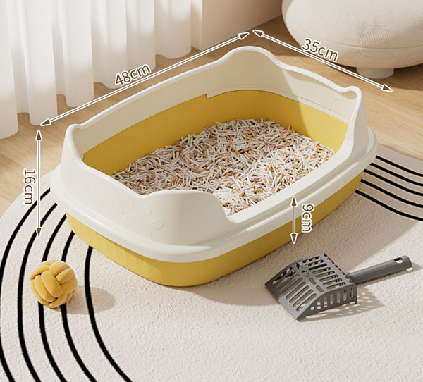 Oversized Semi-Closed Cat Litter Pan Anti-Splashing Deodorant Kitty Toilet Free Scoop Included