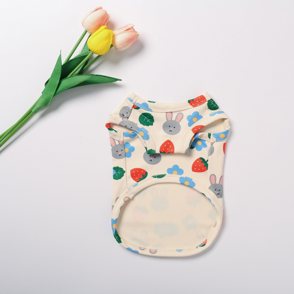 Bunny and Strawberry Print Pet Tank Top