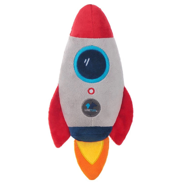RocketRuff Explorer – Crinkle Bottle Plush Rocket Dog Toy