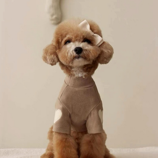 Cute Fleece Dog Pullover with Heart Elbow