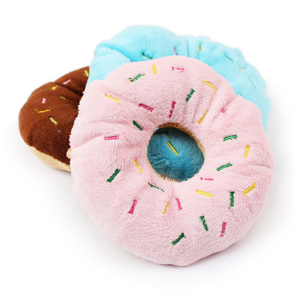 plush donuts with squeak sound, pet toy