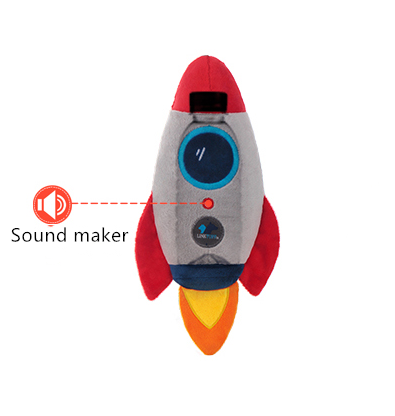 RocketRuff Explorer – Crinkle Bottle Plush Rocket Dog Toy