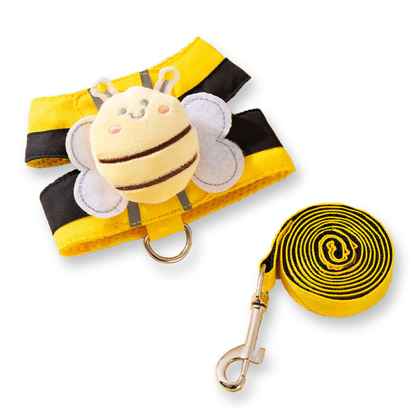 Cute Bee Dog Harness with Leash – Vest-Style Chest Strap for Small Dogs & Puppies