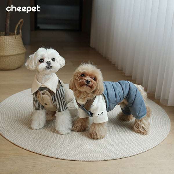 Autumn & Winter Dog Overalls with Harness, Warm Four-Legged Jumpsuit