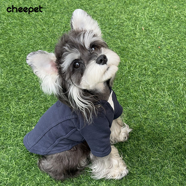 Dog Clothes for Spring and Summer – Solid Color Two-Leg Design, Schnauzer Style, Faux Two-Piece LU-Inspired Hoodie for Outdoor Wear