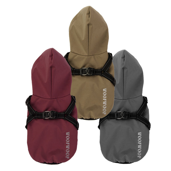 Waterproof Dog Raincoat – Four-Leg Full-Cover Rain Jacket for Small & Medium Dogs-Gray