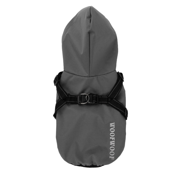 Waterproof Dog Raincoat – Four-Leg Full-Cover Rain Jacket for Small & Medium Dogs-Gray