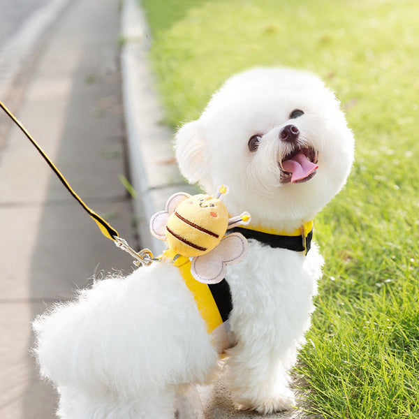 Cute Bee Dog Harness with Leash – Vest-Style Chest Strap for Small Dogs & Puppies