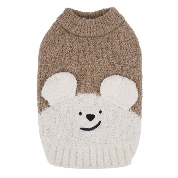 Cartoon Pet Sweater – Fleece-Lined Pullover for Small Dogs in Autumn/Winter
