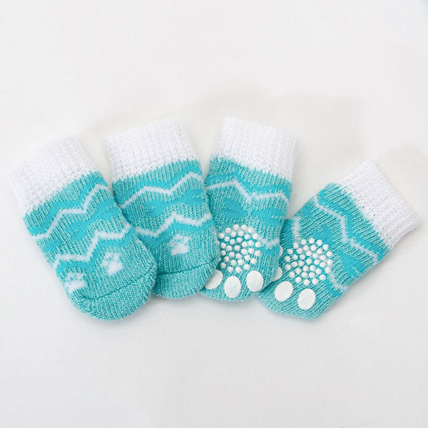 Non-Slip Dog Socks – Knitted Pet Paw Protectors for Small & Medium Dogs-Green River