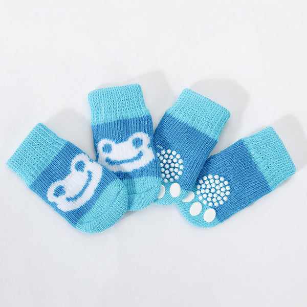Non-Slip Dog Socks – Knitted Pet Paw Protectors for Small & Medium Dogs-Blue Forg