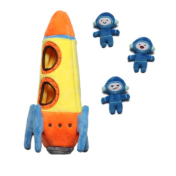 Hide and seek plush squeaky toys set-rocket