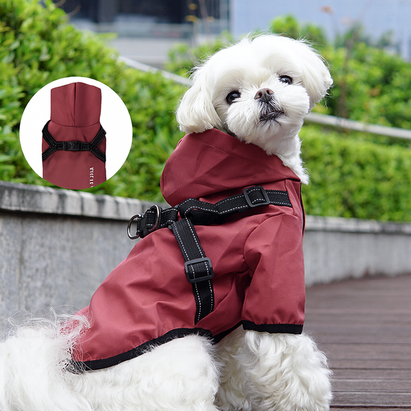 Waterproof Dog Raincoat – Four-Leg Full-Cover Rain Jacket for Small & Medium Dogs-Red