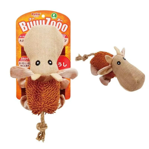 Cotton rope hippo with squeaky sound, plush dog toy