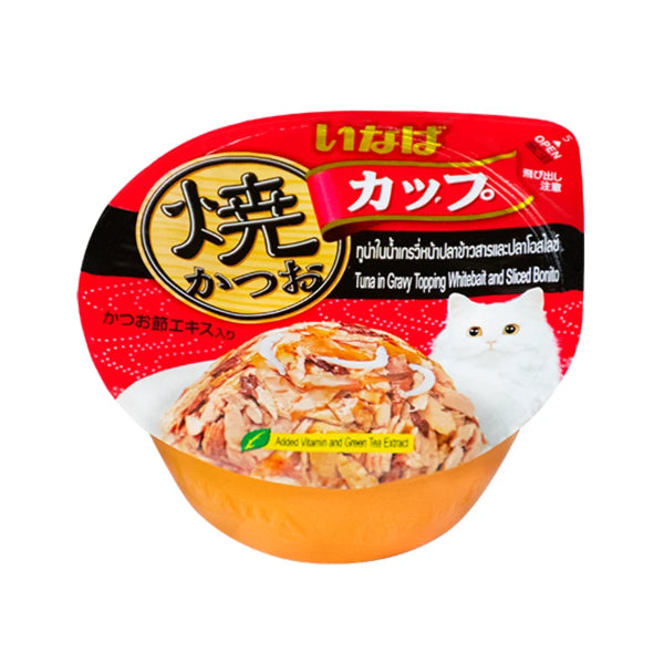 Inaba CIAO Tuna in Gravy topping Whitebait and Sliced Bonito