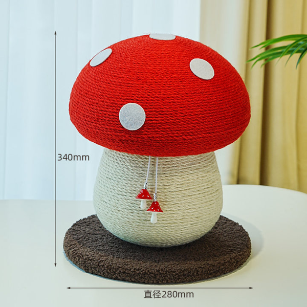 Viral Red Mushroom Cat Tree Large Sisal Scratching Post with Rope Ball Vertical Cat Scratcher Toy for Cats