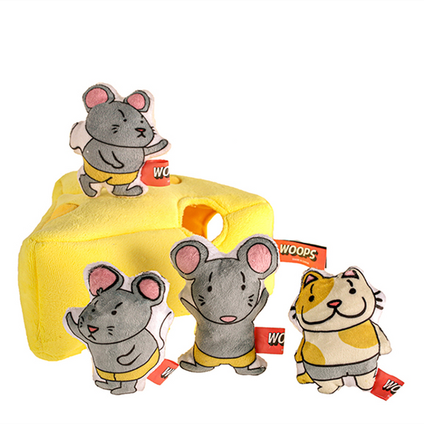Hide and seek plush squeaky toys set-cheese